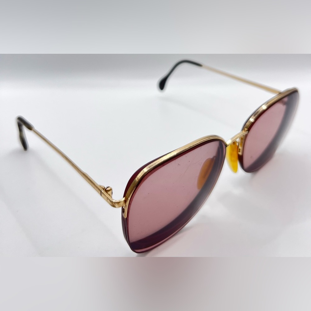 Vintage Zeiss 663B 74 Gold Oval Half-Rim Sunglasses Frames Only
